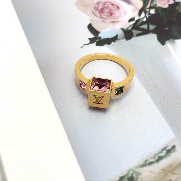 Auth Louis Vuitton M66826 BergGamble Ring GD Pink L size 5.7g